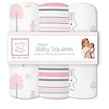 スワドルデザインズ (SwaddleDesigns) おくるみ Muslin Squares 70cm 3枚セット (ピンクチケット) [並行輸入品]