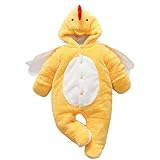 ベビーロンパース Hosam 子供服 赤ちゃん 男の子 女の子 コスチューム 動物 可愛い 柔らかい 室内 超暖かい 冬衣装 子供の誕生日プレゼント 出産お祝い (80, イエロー)