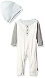Burt 's Bees Baby Boys ' Organic Henley Coverall + Slouchy Hat US サイズ: XL カラー: オフホワイト
