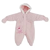 赤ちゃん・ベビー用 くまのデザイン 冬用あったか フード付 スノースーツ ロンパース オールインワン つなぎ カバーオール (新生児) (ピンク)