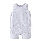 YueLian 春夏 ベビー服 ボディスーツ ブロンパース ジャンプスーツ 新生児 ワンチャン柄 肌触り ノースリーブ(適用:12-18月)