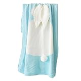 かわいい　ベビー キッズ用　ブランケット　　ニット毛布　ウサギ 膝掛 　出産祝い ギフト 　クリスマスプレゼント (ブルー)