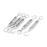 uxcell　ターンバックル　ロープボタン　フックアイ　シルバートーン　ステンレス鋼　5個