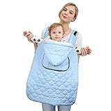 (Newox) 防寒ケープ 2WAY防寒カバー ベビーケープ 抱っこ紐カバー（ベビーカー兼用） (ブルー)
