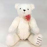 体重ベア　ホワイト（サーモンピンクコサージュ付ウェイトドール完成品