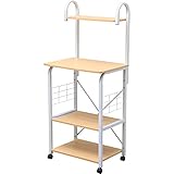 レンジ台 キャスター付き 幅60×奥行45×高さ139cm 木目調 ナチュラル