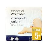 ジュニアプラスおむつサイズ5+パックあたり25不可欠 (Waitrose) (x 4) - Junior Plus Nappies Size 5+ essential Waitrose 25 per 