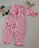 yuga☆2wayロンパース もも染め 60cm オーガニックコットン100% 天然染め ベビー 服 子ども服 キッズ 女の子 男の子 兼用 ボディ カバーオール 2WAYオール 葉っぱ柄 葉っぱのマ