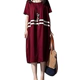 Marshel マタニティ ワンピース ライン レディース 半袖 春夏 レッド XL