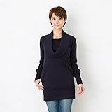ミルフェルム 授乳服 マタニティ オフネックドレープチュニック M 濃紺(69)