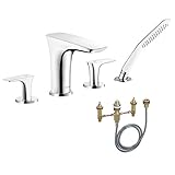 Hansgrohe KT15446-06646CR PuraVida 2-Handle Roman Tub Faucet with Handshower and Rough-In [並行輸入品]