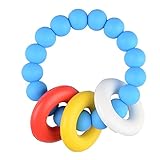 GZQ赤ちゃんのおしゃぶりおもちゃシリコーン安全なおしゃぶり3~12ヶ月の幼児、フタル酸、BPAフリーのニブラーの噛み合わせリング (Blue)