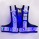 ミズケイ 役立～ツ 多機能安全ベスト 光るんです！ ショート丈タイプ (メッシュベスト:紺/反射帯:白色) 青色LED 3012712