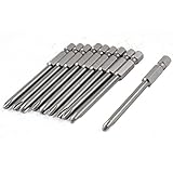 uxcell プラスドライバービット　メタル製グレー　PH2ビットスキュードライバ　 75mm長さ　10個入り