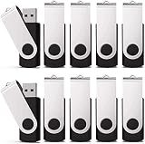 KEXIN USBメモリ 8GB 10個セット USB 2.0 フラッシュドライブ 回転式 データ転送 USBメモリースティック Windows PCに対応（黒色）