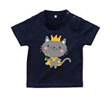 BabyChips ネコの王子さま(名入れ半袖ベビーTシャツ) 160 ネイビー