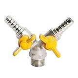 Aopin3ウェイボールバルブ真鍮G 1/2" おねじ x 11mm / 9/20" ホースバーブ x 11mm / 9/20" ホースバーブバルブ水、油、ガスの液体を遮断、ビニールハンドル付き、に適しPEX、銅、HDPE1 個