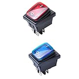 Dovewill 2点入り　12V 4ピン　2ポジション　オン/オフ　DPST　点灯ロッカースイッチ　自動車　電子パーツ　全6色 - ブルー+レッド