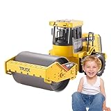 ダイカスト ロード ローラー - おもちゃのトラック |子供用建設プレイセット、本格的なミニロードローラー、若いビルダーや愛好家向けのクリエイティブなロードローラー建設車両モデルブルドーザーモデル