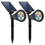 URPOWER Solar Lights 2-in-1 Solar Powered 4 LED Adjustable Spotlight Wall Light Landscape Light Brig