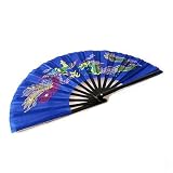 【手品 マジック】Professional Dragon and Phoenix Fan/ドラゴン&フェニックス扇子 マニュピレーション用 舞台マジック道具 手品 道具 (青)