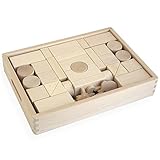 郡上八幡の無塗装白木積み木40P＜一緒に遊べるキャラクター10P付き＞【日本製】