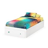 South Shore Little Monsters Twin Mates Bed with 1 Drawer, 39-Inch, Pure White [並行輸入品]