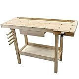 ワークベンチ 木工作業台 天板幅約1253mm 天板奥行約500mm 耐荷重約100kg DIY バイス1基 木製作業台 工作台 作業台 日曜大工 ガレージ 引き出し 収納 棚 万能作業台 工作作業台