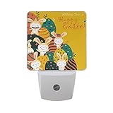 Alaza LED Night Light withスマートDusk to Dawnセンサー、easter bunnies and Eggsプラグin Night Light Great Forベッド