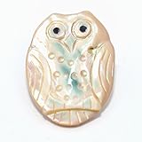 【福が来る】 フクロウ 夜光貝 ブローチ