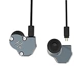 RevoNext QT2 着脱式イヤホン 2PIN 3.5MM カナル型 2DD+1BA ハイブリッド イヤホン カナル型 高音質 高遮音性 重低音 中華イヤホン アルミ合金製 イヤフォン 1基バランスド・アーマチュア＆2基ダイナミックを搭載 Kinboofi (グレー マイク無し)