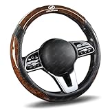 ヴェルファイア(VELLFIRE) ハンドルカバー ツートンカラー ハンドルカバー ヴェルファイア 20系 30系 40系 薄型グリップ ステアリングカバー ハンドル 保護カバー おしゃれ滑り止め 内装 四季対応 全車種対応タイプ(ブラウンウッド調 +ブラックカーボン調)