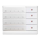 アルファタカバ ディズニー家具 キッズチェスト ミッキーチェスト 幅112cm 4段チョイスミッキー(ホワイト)取っ手クリスタルピンク