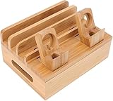 WEIPIAO 充電ステーション 竹製 5台同時充電 スマホ充電台 卓上 スマホスタンド 充電スタンド 複数 Usb モバイル機器をスッキリ収納 スマホ充電台 iPhone/iPad/Galaxy/Android/スマートフォン/タブレット/スマートウォッチ/ヘッドフォンなどに対応 過熱を防ぎ スペースを節約 素敵な装飾 (木の色)