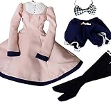 人形メイド服 球体関節人形着せ替え ドールドレス 髪飾り+ワンピース+エプロン+ショートパンツ+ソックス ５点セット (1/4)
