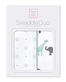 スワドルデザインズ おくるみ デュオ ビッグドットリトルドット・サファリファン シークリスタル 2枚セット SD-494SC 【日本正規品】