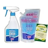 超電水クリーン シュ! シュ！ Ｌボトル500ml＋詰替用1000mlセット マイクロファイバーふきん付30㎝×30㎝