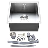 17" x 17" Single Bowl Undermount Topmount Drop In 18 Gauge Stainless Steel Kitchen Sink with Straine