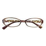 スーパーブルーライトカットメガネ ブルーライト94%カット UV99%カット オーバル クローバー柄 形状記憶 軽量 レディース 女性 ブルーライトカット メガネ 眼鏡 紫外線カット UVカット 伊達メガネ 度なし (ブラウン)