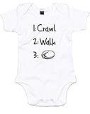 (１：ハイハイ　２：歩く　３：ラグビー) 1: Crawl 2: Walk 3: Rugby, プリント　ベビースーツ - 白/黒 3-6 ヶ月