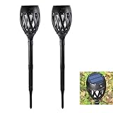 Li- 芝生ライト、2個ソーラーLED火炎ライトちらつき芝生ライト防水壁ランプガーデンパスウェイ装飾照明DC充電LEDトーチ LQ (サイズ さいず : A)