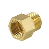 Water & Wood 3 / 8 " PTオスto 3 / 8 " PTメス真鍮六角ブッシングスレッドコネクタゴールドトーン
