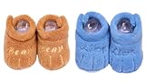 C-Princess 2ペア組セット秋冬赤ちゃんシューズ11cm ベビー用ファーストシューズ 歩行靴 新生児0－12ヶ月ベビーに 柔らかいサンゴフリース製赤ちゃん防寒靴 可愛い小動物の足柄デザイン 2