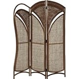 パーテーション/扇型ラタンスクリーン3連 高さ150cm 木製(籐) アジアン調 ブラウン 【完成品】
