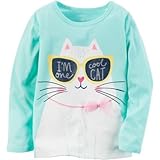 カーターズ Carter's/ ロングスリーブワンクールキャットグラフィックティ グリーン トップス長袖Tシャツ 3ヶ月【並行輸入】