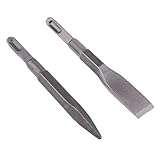 Fenteer 2点セット　フラットチゼル＋ポイントチゼル　電気ハンマー　四角シャンク　高強度鋼　14mm x 150mm　