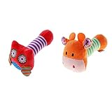 Perfk ラトルおもちゃん　ぬいぐるみ　ラトル玩具　内蔵ベル　握りやすい　2個セット