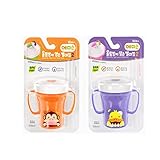 エジソン子供ストローカップ2個(orange purple)(海外直送品) [並行輸入品]