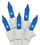 Vickerman Mini Light Set Features 100 Bulbs Lights on White Wire and 4 Bulb Spacing for Indoor/Outdo