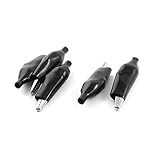 uxcell　ワニ口クリップ　ワニ口クリップクランプ　金属製　プローブテストクリップ　シルバートーン　ブラック　5個　55mm